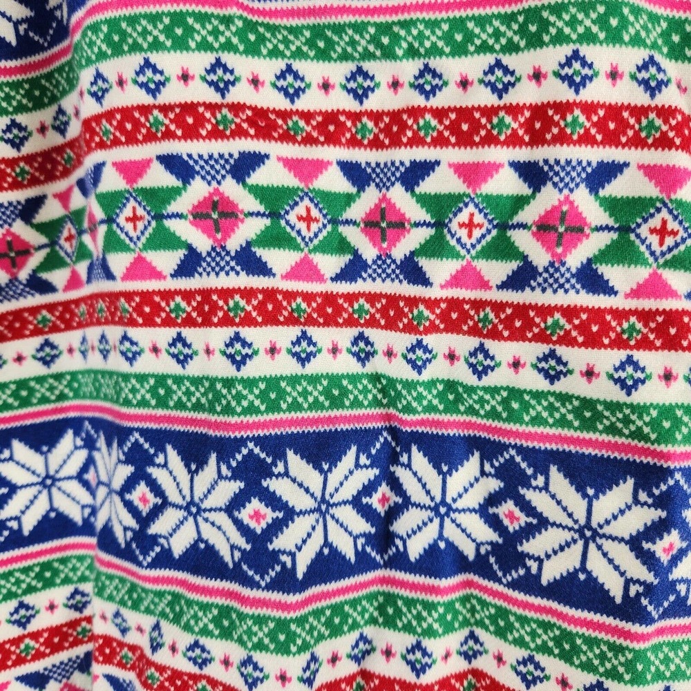 Land's End Womens Night Gown Size XL 18 Fair Isle Long Sleeve Christmas Red Blue - Picture 3 of 5